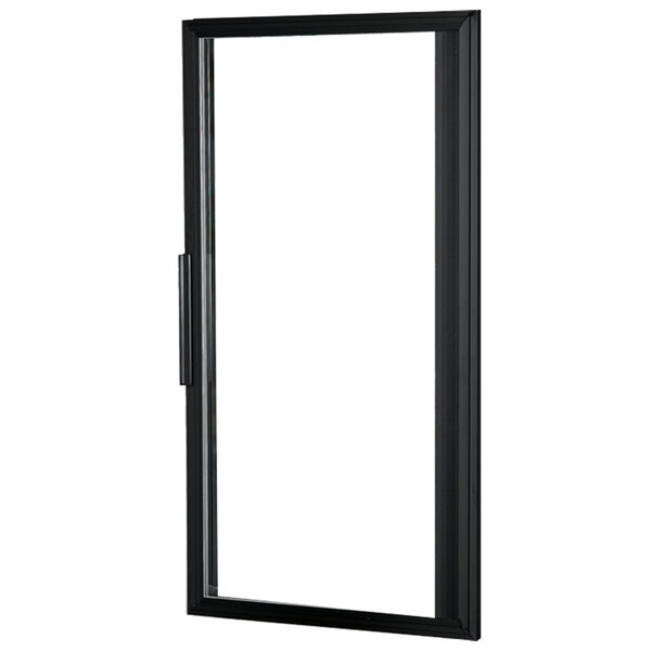 A black rectangular window with a glass door handle.
