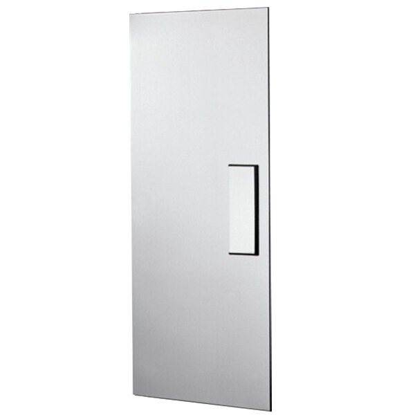 A white rectangular True left hinged door with a black border.