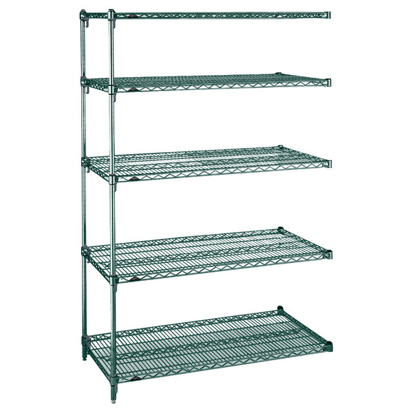 A Metro Metroseal 3 wire shelving add on unit with four shelves.
