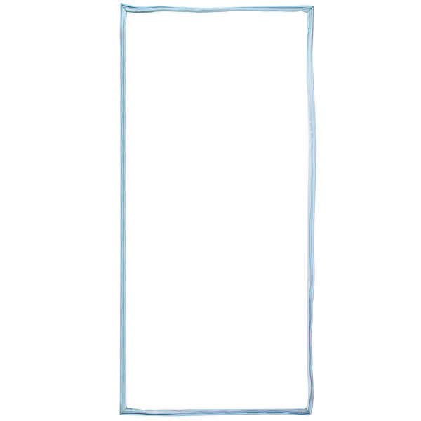 A white rectangular vinyl magnetic door gasket with blue lines.
