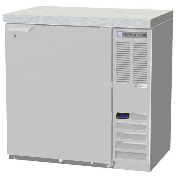 A white Beverage-Air back bar refrigerator with a solid door.