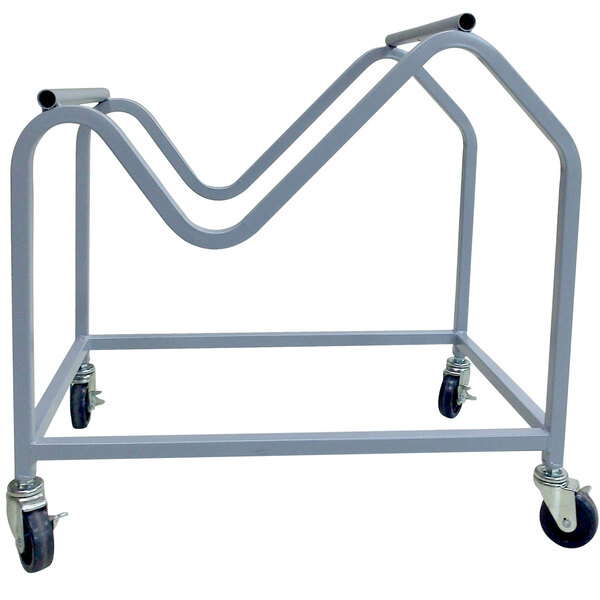 A metal frame with wheels for National Public Seating 8700 Series Stackable Chairs.
