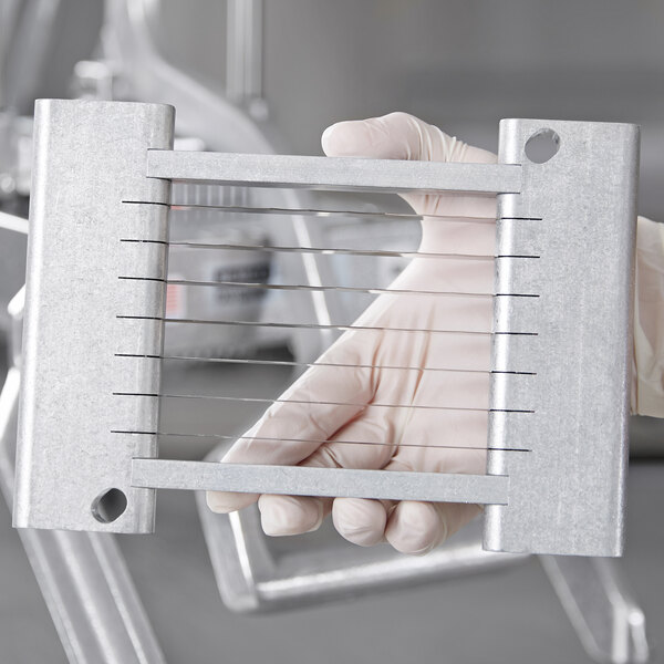 A person holding a Nemco 1/4" blade assembly set.