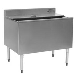 An Eagle Group stainless steel underbar ice chest with a sealed-in cold plate and deep bin.
