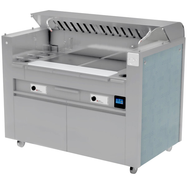 A Kaliber Innovations Valere mobile induction range combo cooking station with a stainless steel top.
