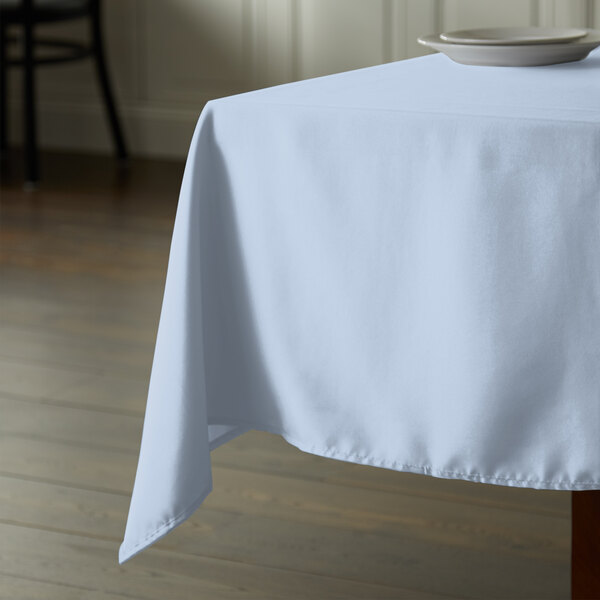 Intedge 90" x 90" Square Light Blue 100% Polyester Hemmed Cloth Table Cover