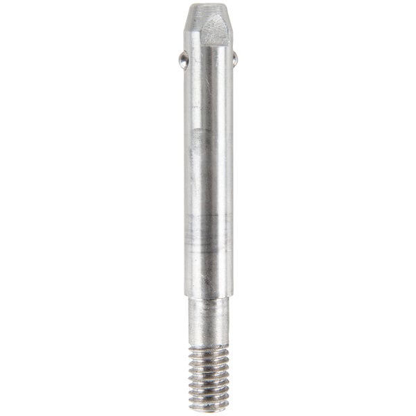 A close up of a silver metal Nemco locating pin with a threaded screw.