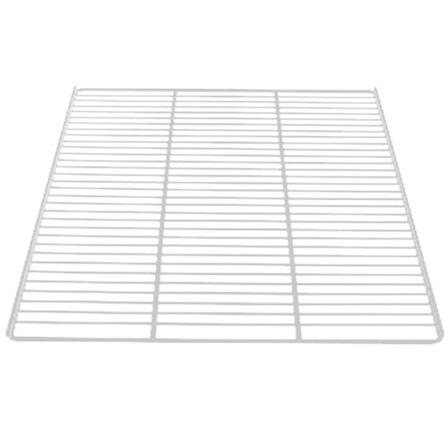 A True white coated wire shelf with a grid on it.