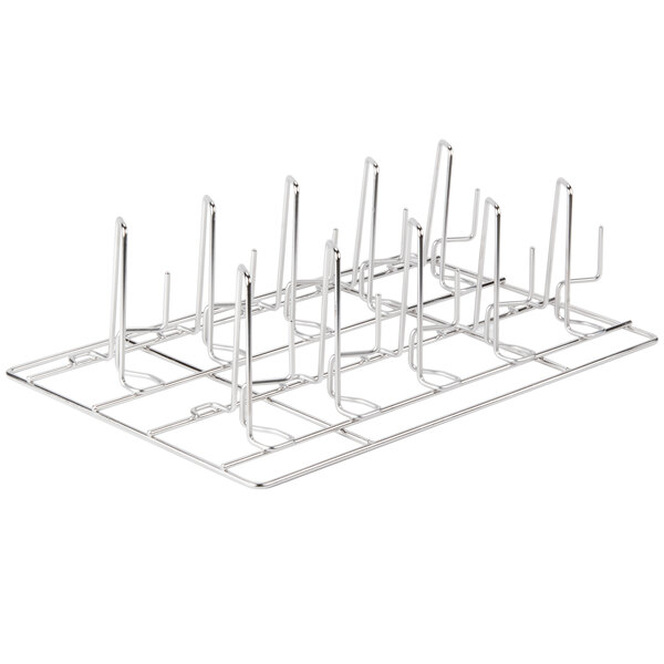 A metal rack with many small spikes.