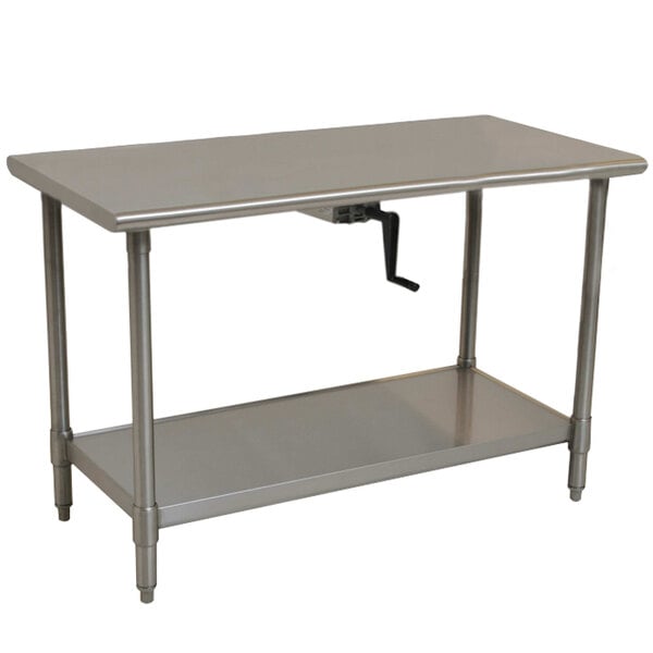 An Eagle Group stainless steel work table with an undershelf.