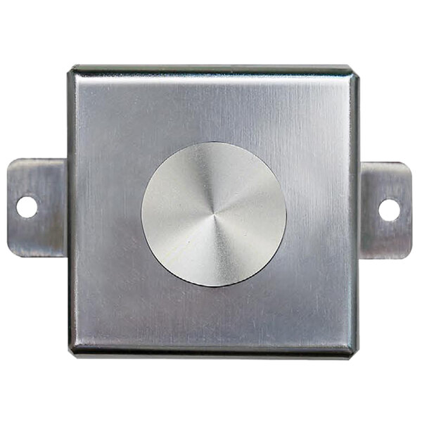 A silver square Cardinal Detecto piezo tare button with a circular metal circle.