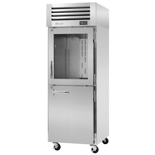A Turbo Air Pro Series reach-in refrigerator with glass doors.