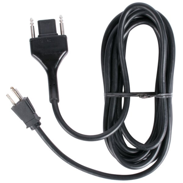 A black Robot Coupe power cord with a plug.
