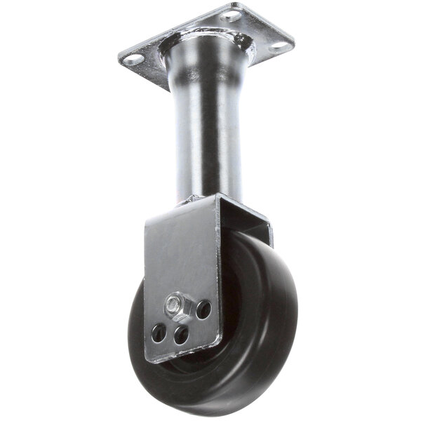 A Pitco 9" non-locking caster with black metal wheels.