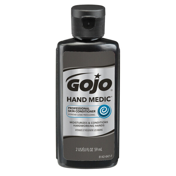A black bottle of GOJO Hand Medic professional skin conditioner.