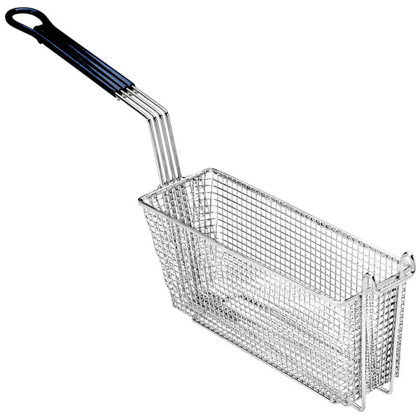 A Pitco small fryer basket with a front/back hook handle.