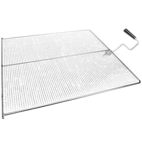 A wire mesh tray with a handle.