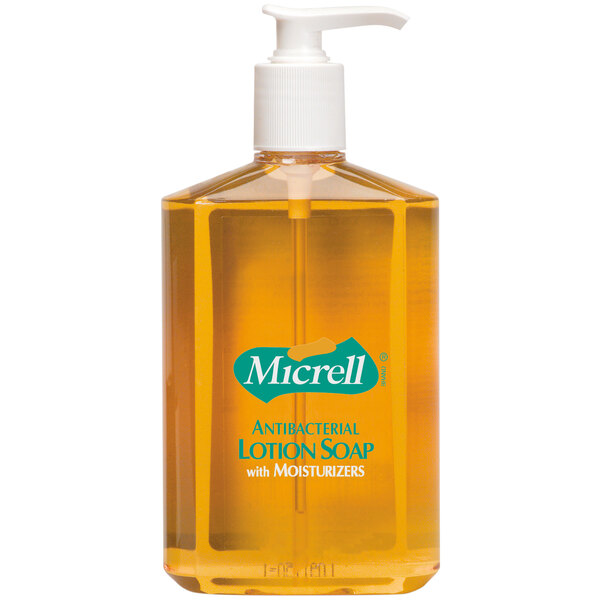 A case of Micrell Floral Antibacterial Lotion Hand Soap with pump.