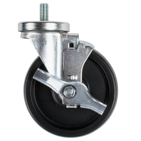 A black and silver Turbo Air swivel stem caster with a metal wheel.