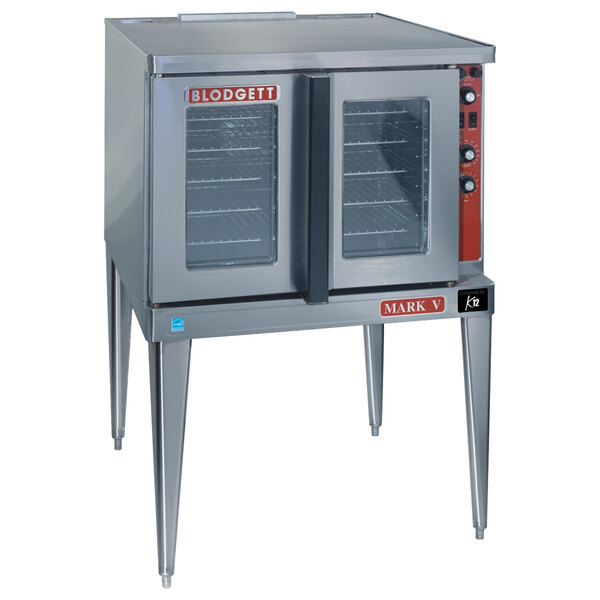 A Blodgett Mark V-200 Premium Series electric convection oven with two glass doors.