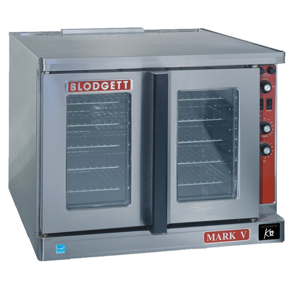 A Blodgett Mark V-100 premium series full size electric convection oven with glass doors.