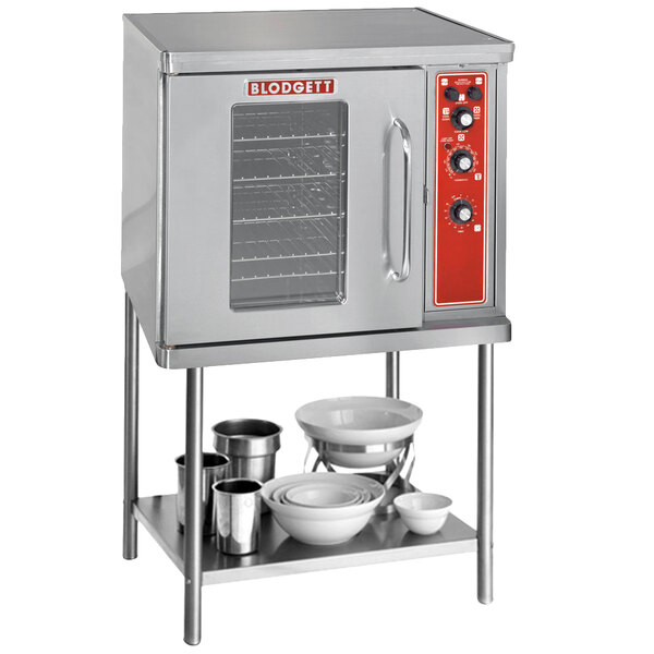 A Blodgett commercial convection oven with a red handle.
