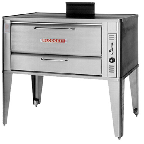 A stainless steel Blodgett liquid propane deck oven with a draft diverter.