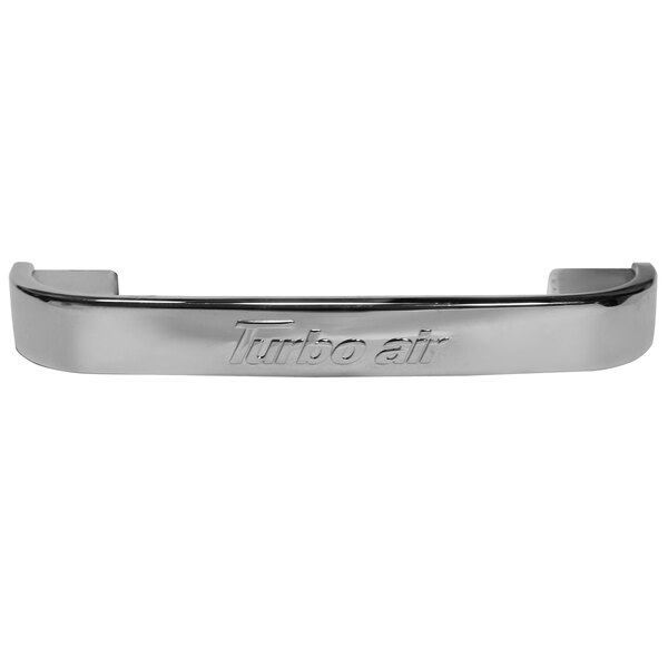 A silver metal Turbo Air lid handle.