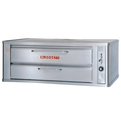 The stainless steel base unit of a Blodgett 911P Liquid Propane Pizza Deck Oven.