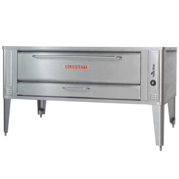 A stainless steel Blodgett Liquid Propane Pizza Deck Oven with legs.