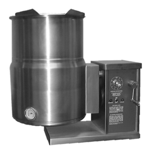 A Blodgett stainless steel countertop steam kettle with a gear box tilt mechanism.