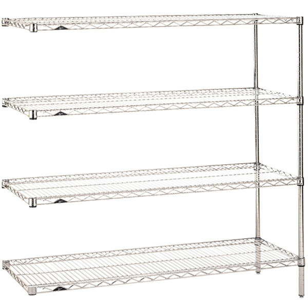 A chrome Metro Super Erecta add-on shelving unit with three shelves.