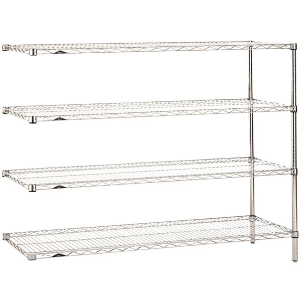 A chrome Metro Super Erecta wire shelving add-on unit with three shelves.
