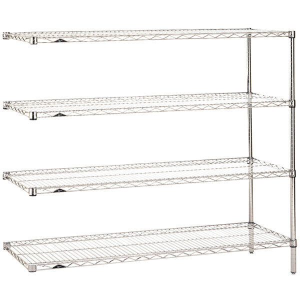 A Metro Super Erecta chrome wire shelving add-on unit with three shelves.