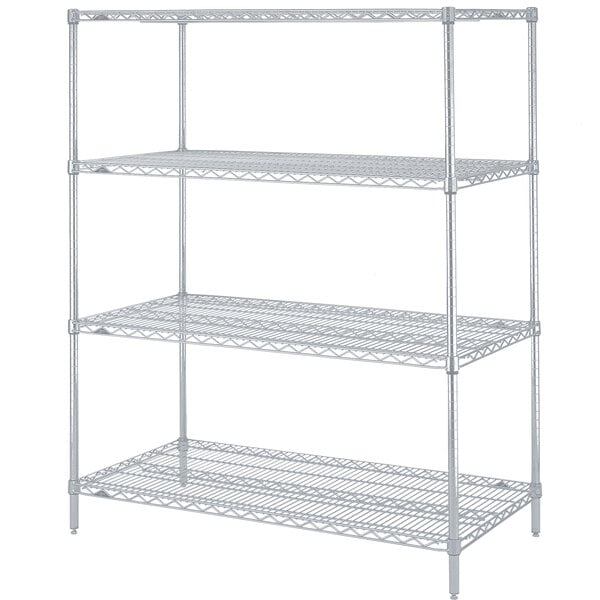 A white Metro wire shelving unit with three shelves.