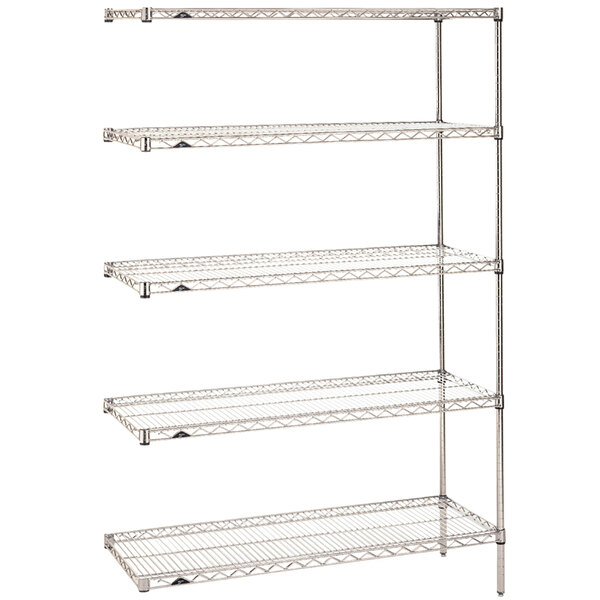 A chrome Metro wire shelving add-on unit with four shelves.