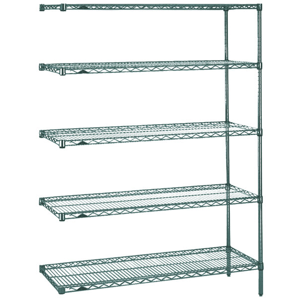 A Metro Super Erecta Metroseal 3 wire shelving unit with four shelves.