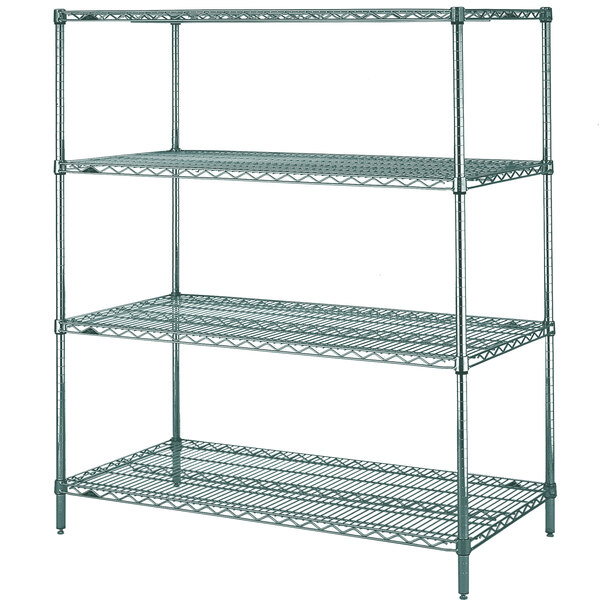 A Metro N536K3 Metroseal 3 wire shelving unit with three shelves.