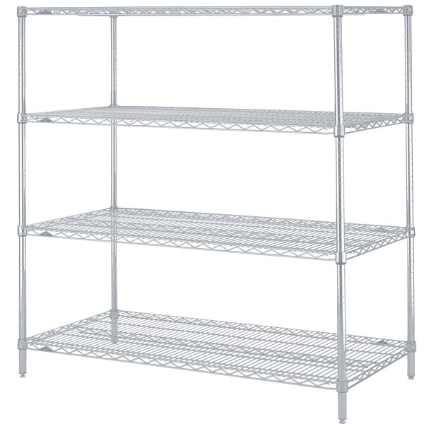 A Metro Super Erecta wire shelving unit with three shelves.