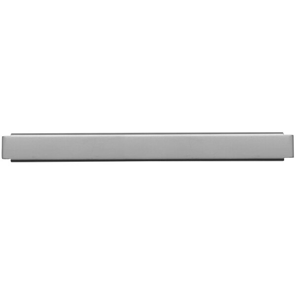 A gray metal rectangular divider bar.
