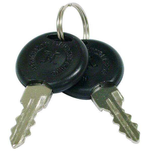A close-up of two Turbo Air keys on a key chain.