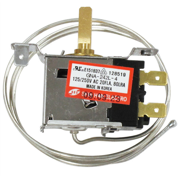 A Turbo Air GNA-242L-4 thermostat with a wire attached.