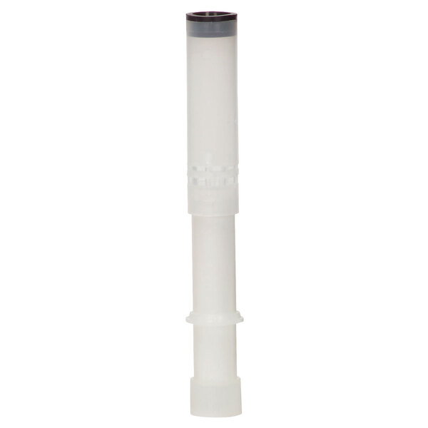 A white plastic tube with a black tip.