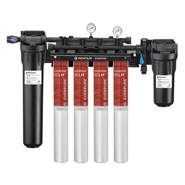 A black and white Everpure water filter system.
