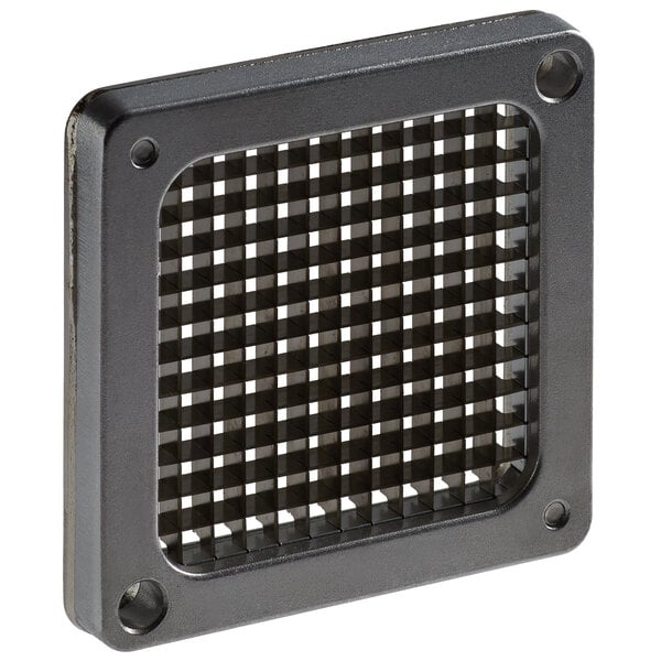 A metal square with holes.