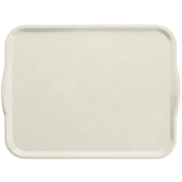 A white rectangular Cambro tray with a handle.