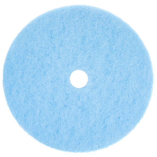 A white circle in a blue background with a hole in the middle and a blue circular object inside.