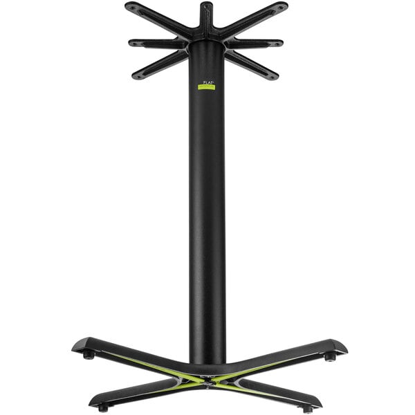 A black FLAT Tech bar height table base with a black pole.