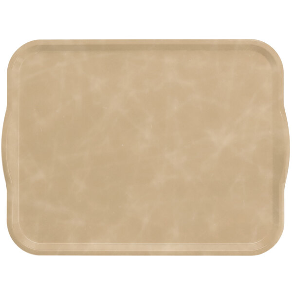 A rectangular tan tray with handles.