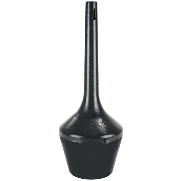 A black container with a round top and a long spout.